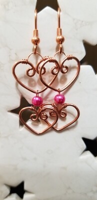 Free Shipping! Hand-forged Copper Wire and Gemstone  Earrings
