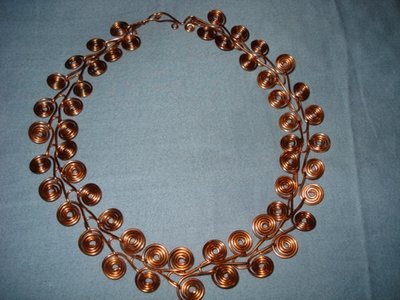Just Reduced! Hand-forged Copper Wire Scrolls with Handmade Wire Wrapped Clasp