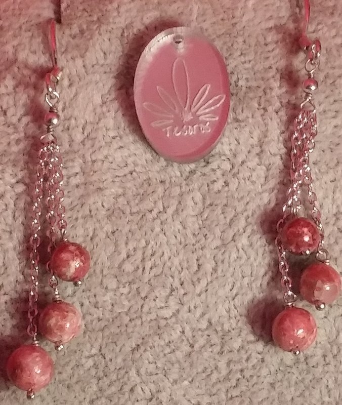 Free Shipping! Thulite Beads and Sterling Silver Earrings
