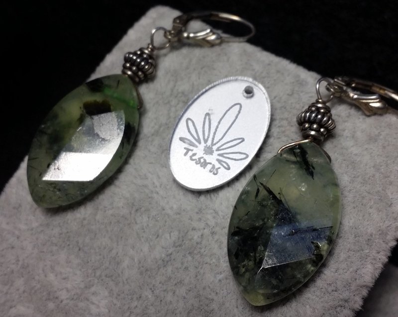 Free Shipping and Just Reduced! Rutilated Quartz Sterling Silver Bali Earrings