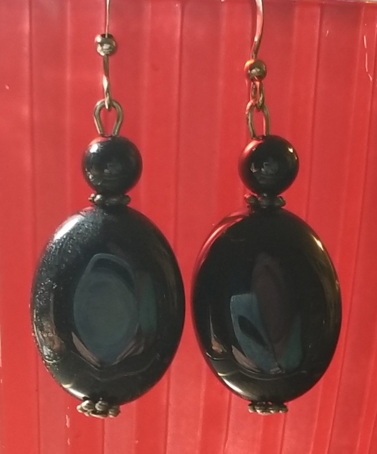 Free Shipping and Just Reduced! Onyx and  Silver Drop Earrings