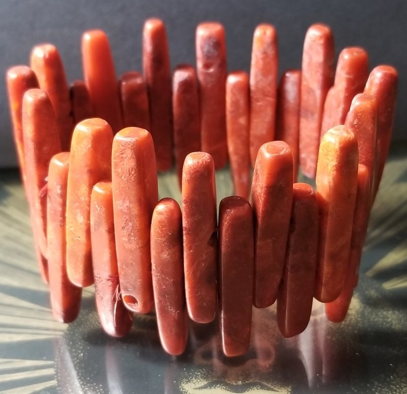 Red Coral Sticks Stretch Bracelet