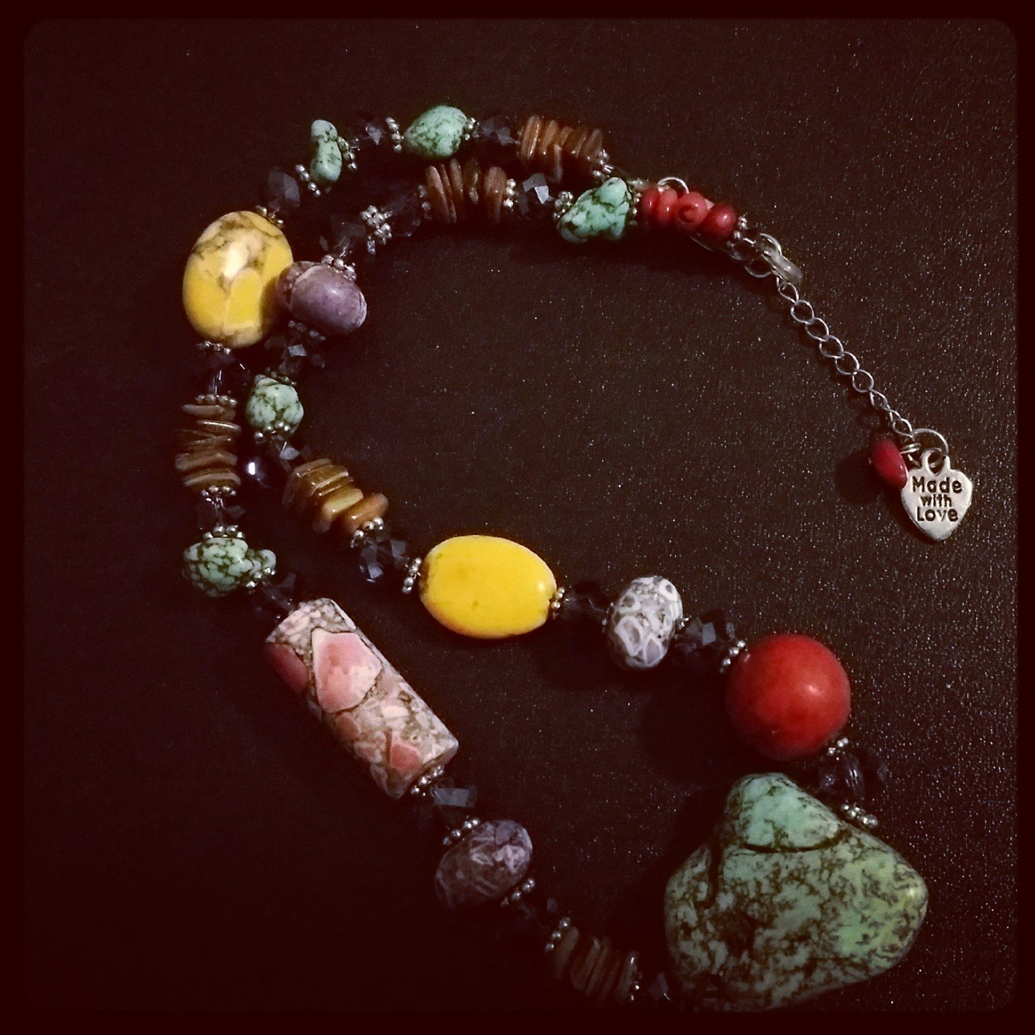 Multi Gemstone Necklace with Extender