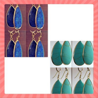 Free Shipping and Just Reduced! Lapis Lazuli or Turquoise Tear Drop Gemstone Earrings