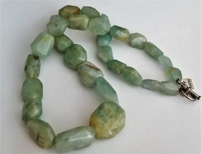 Natural Aquamarine Nuggets Sterling Silver Necklace