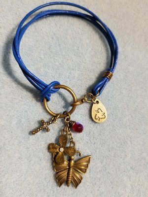 Free Shipping and Just Reduced! Antique Brass Charms and Leather Bracelet
