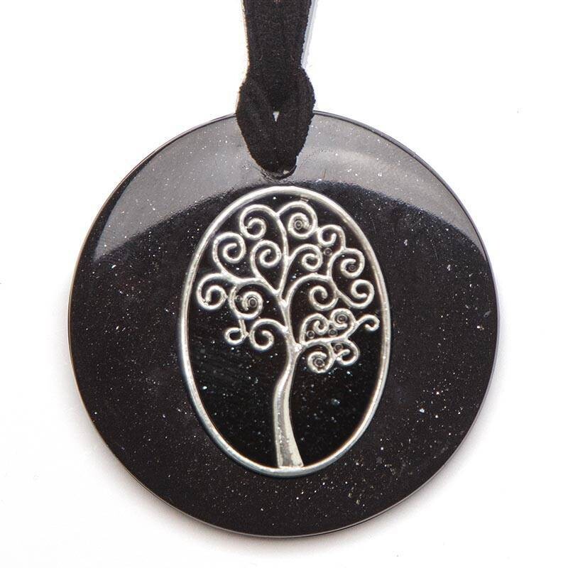 Oval Tree of Life Silver &amp; Shungite Pendant (5cm)