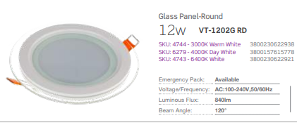 LED GLASS PANEL 12 WATT