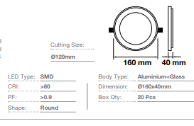 LED GLASS PANEL 12 WATT