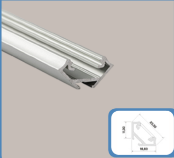ANODISED SILVER CORNER PROFILE FOR STRIPLIGHT 100CM WITH OPAL COVER