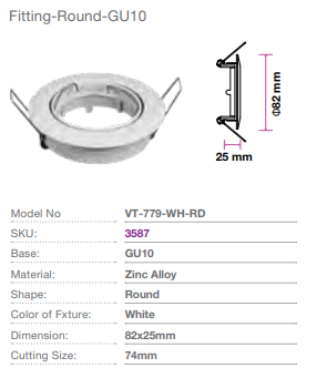 GU10 DOWNLIGHT WHITE IP20