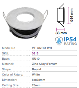 GU10 BATHROOM/ OUTDOOR DOWN LIGHT FITTING