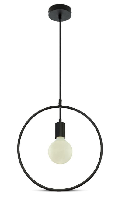 MATT BLACK PENDANT LIGHT WITH BLACK CANOPY-E27