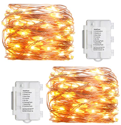 2 PACK COPPER WIRE LED LIGHT 5 METER BATTERY OPERATED