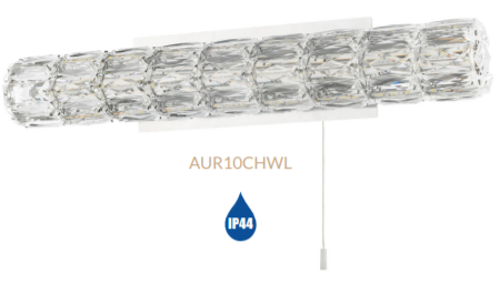 Aurora LED Crystal Bathroom Wall Light Polished Chrome