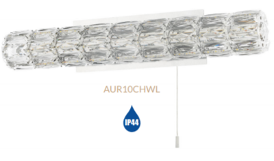 Aurora LED Crystal Bathroom Wall Light Polished Chrome