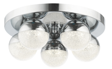 Dew 5 Light Bathroom Ceiling Light Polished Chrome