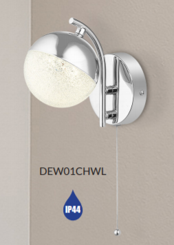 Dew 1 Light Bathroom Wall Light Polished Chrome