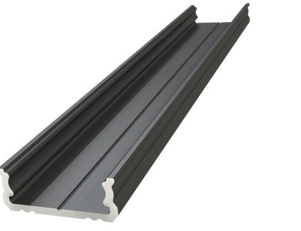 ALUMINIUM CHANNEL FOR 8-12MM STRIP 1METER BLACK SLIM