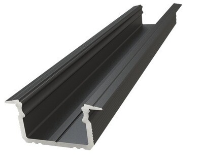ALUMINIUM CHANNEL FOR 8-12MM STRIP 1METER BLACK  WITH FLANGE