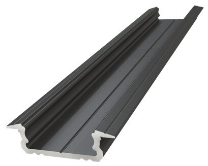 ALUMINIUM CHANNEL FOR 8-12MM STRIP 1METER BLACK SLIM WITH FLANGE