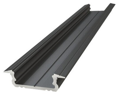 ALUMINIUM CHANNEL FOR 8-12MM STRIP 1METER BLACK SLIM WITH FLANGE
