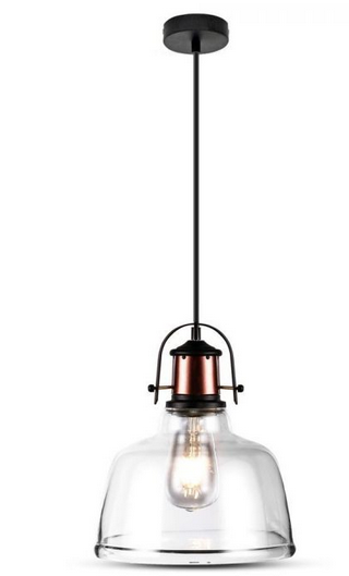TRANSPARENT PENDANT LIGHT-BLACK CANOPY-E27