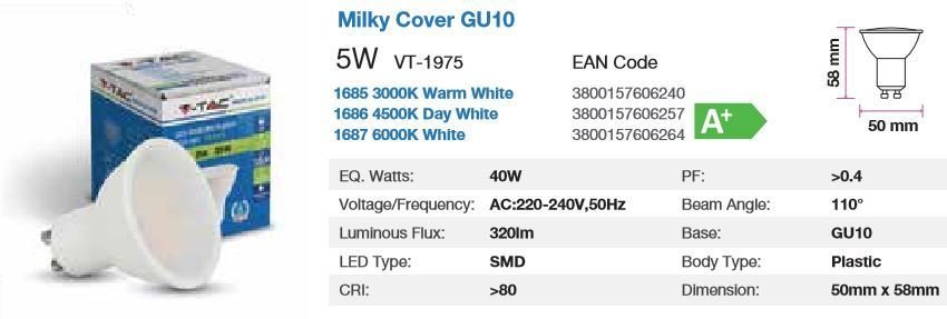 GU10  5WATT  2700K  SMD