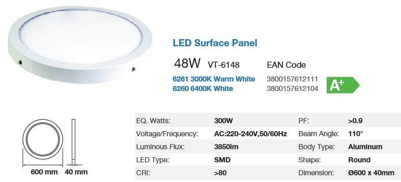 LED PANEL ROUND 48WATT 3000K