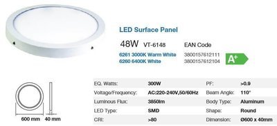 LED PANEL ROUND 48WATT 3000K