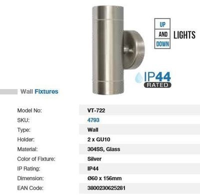 UP AND DOWN WALL LIGHT  GU10