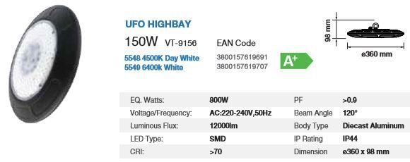 150 WATT LED HIGHBAY LIGHT 4500K IP RATED
