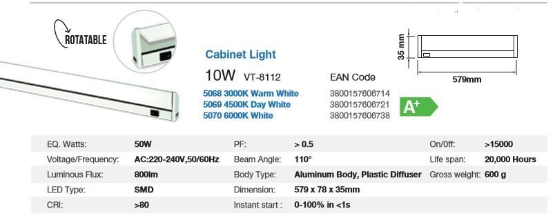 ROTATABLE CABINET LIGHT 10 WATT WARM WHITE
