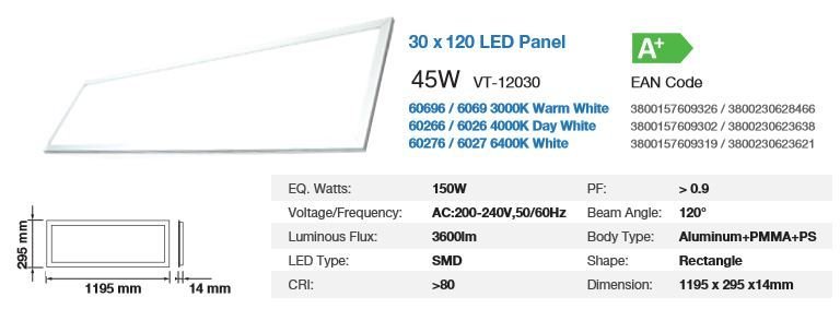 300x1200 LED PANEL 45 WATT