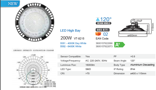200 WATT LED HIGH BAY LIGHT
