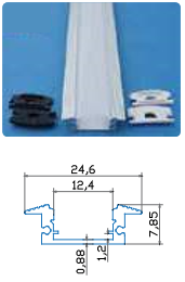 100cm ALUMINIUM PROFILE FOR STRIP LIGHT RECESSE/MILKY COVER