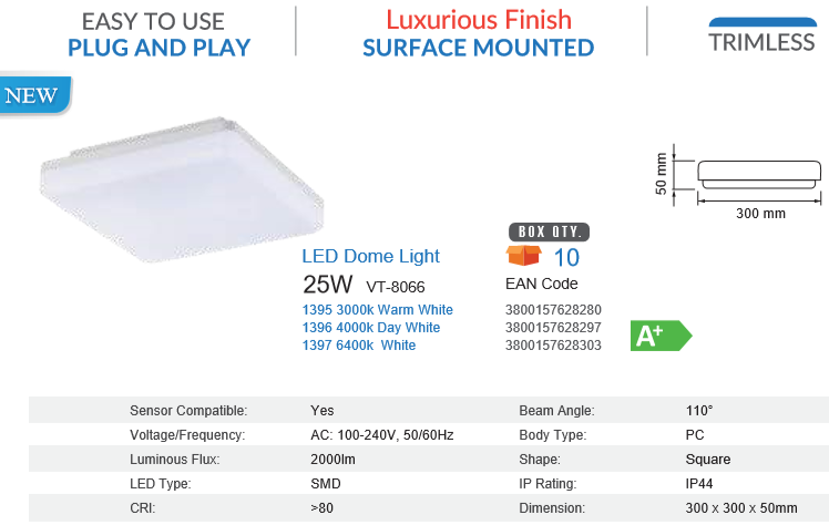 24 WATT  LED BATHROOM LIGHT 4000K ip44 DAYTIME WHITE
