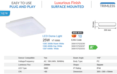 24 WATT  LED BATHROOM LIGHT 4000K ip44 DAYTIME WHITE
