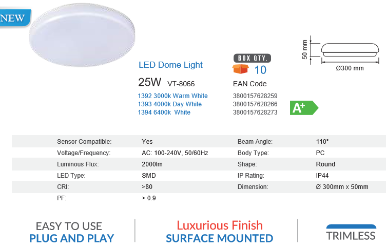 25 WATT  LED BATHROOM LIGHT  IP44