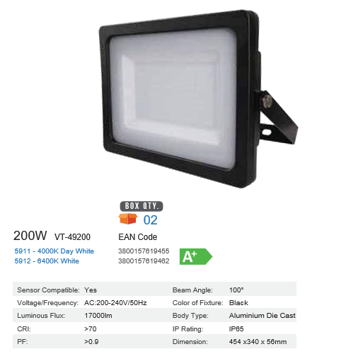 LED FLOODLIGHT 200WATT 6400K WATERPROOF
