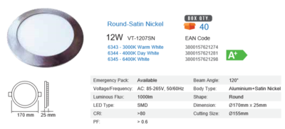 LED PANEL 12 WATT SATIN NICKEL