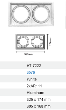 AR111 DOUBLE DOWNLIGHT FITTING WHITE