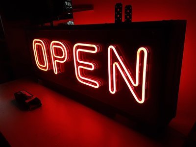 DOUBLE SIDED OUTDOOR OPEN SIGN 1000x500