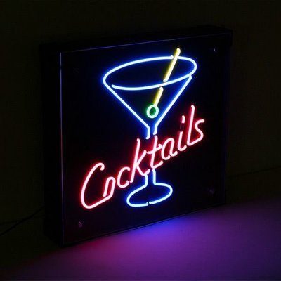 NEON SIGN ON BLACK ACRILIC PANEL  900X900mm