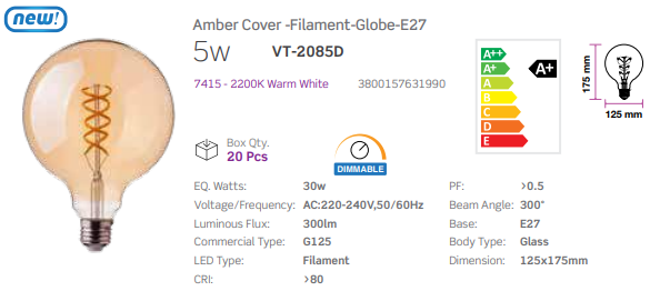 LED 5 WATT DIMMABLE SPIRAL BULB RETRO E27 (ES)