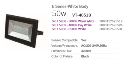 50 WAT  FLOODLIGHT 3000K IP65