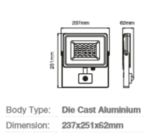 50 WATT LED FLOODLIGHT 6400K  IP44