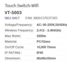 SINGLE GANG TOUCH WiFi SWITCH