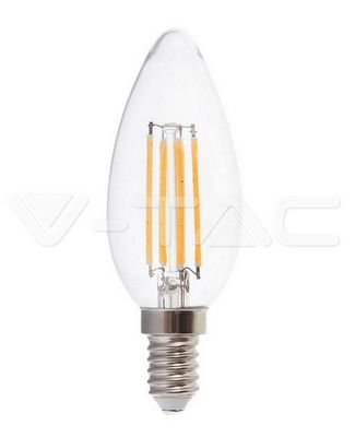 LED Bulb 4W Filament E14 Clear Cover Candle 6500K