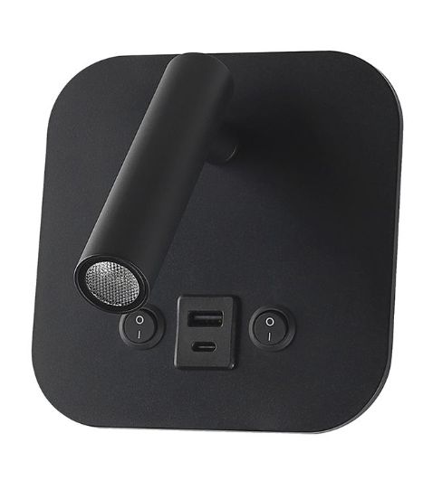 8W LED BEDSIDE WALL LIGHT WITH USB/PD CHARGING CREE CHIP 3000K